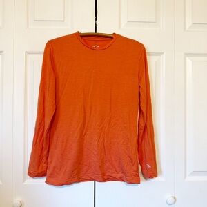 Merino Tech Merino Wool Baselayer Long Sleeve Top Large Outdoor Hiking Orange
